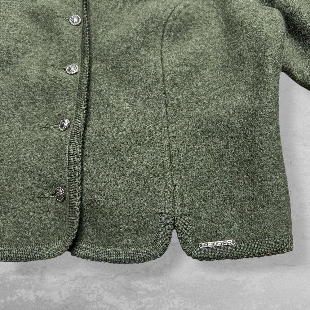 GEIGER Austria 100% Boiled Wool Cropped Cardigan Sweater Jacket Green 40 US 10 - Picture 3 of 7